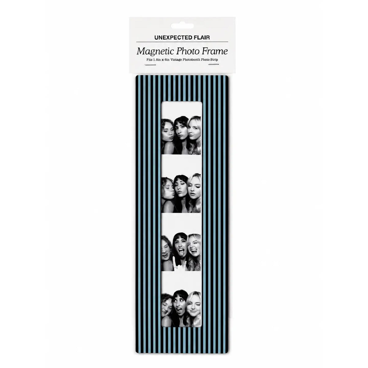 Magnetic Vintage Photobooth Frame - Brown Blue Stripes.