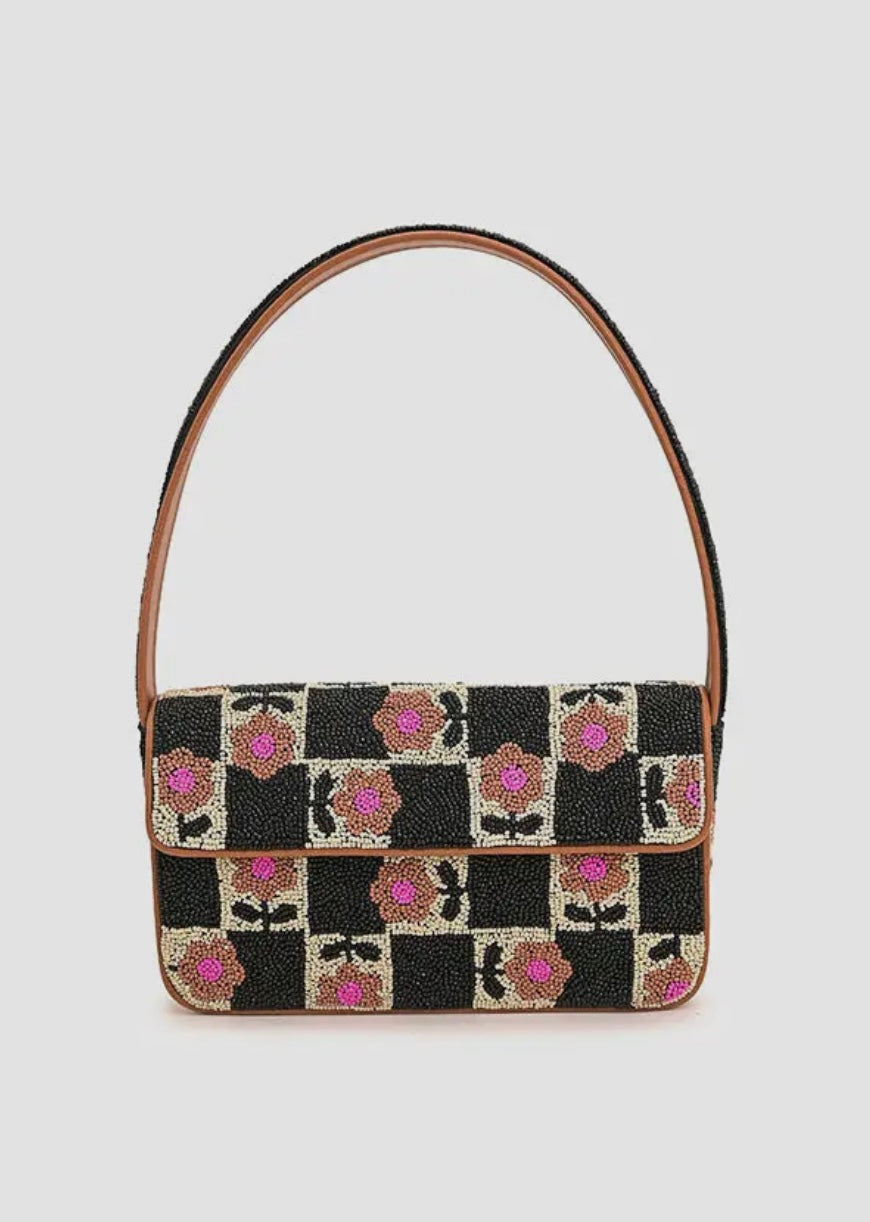 The Geo Floral Beaded Shoulder Bag