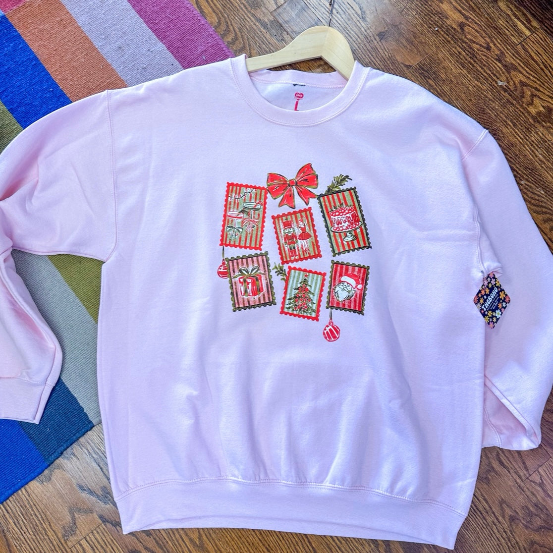 Christmas Crew Neck Sweatshirt - Stamps