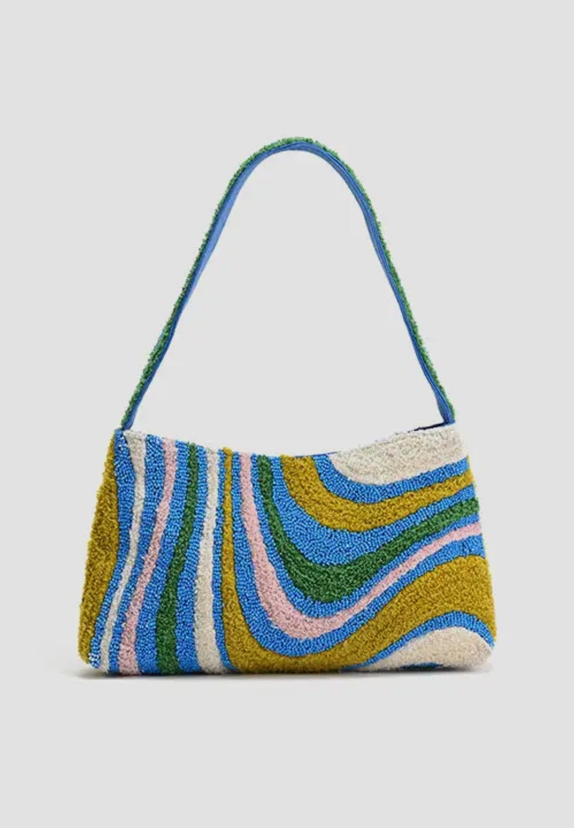 The Oceanic Wavefront Tufted & Beaded Shoulder Bag