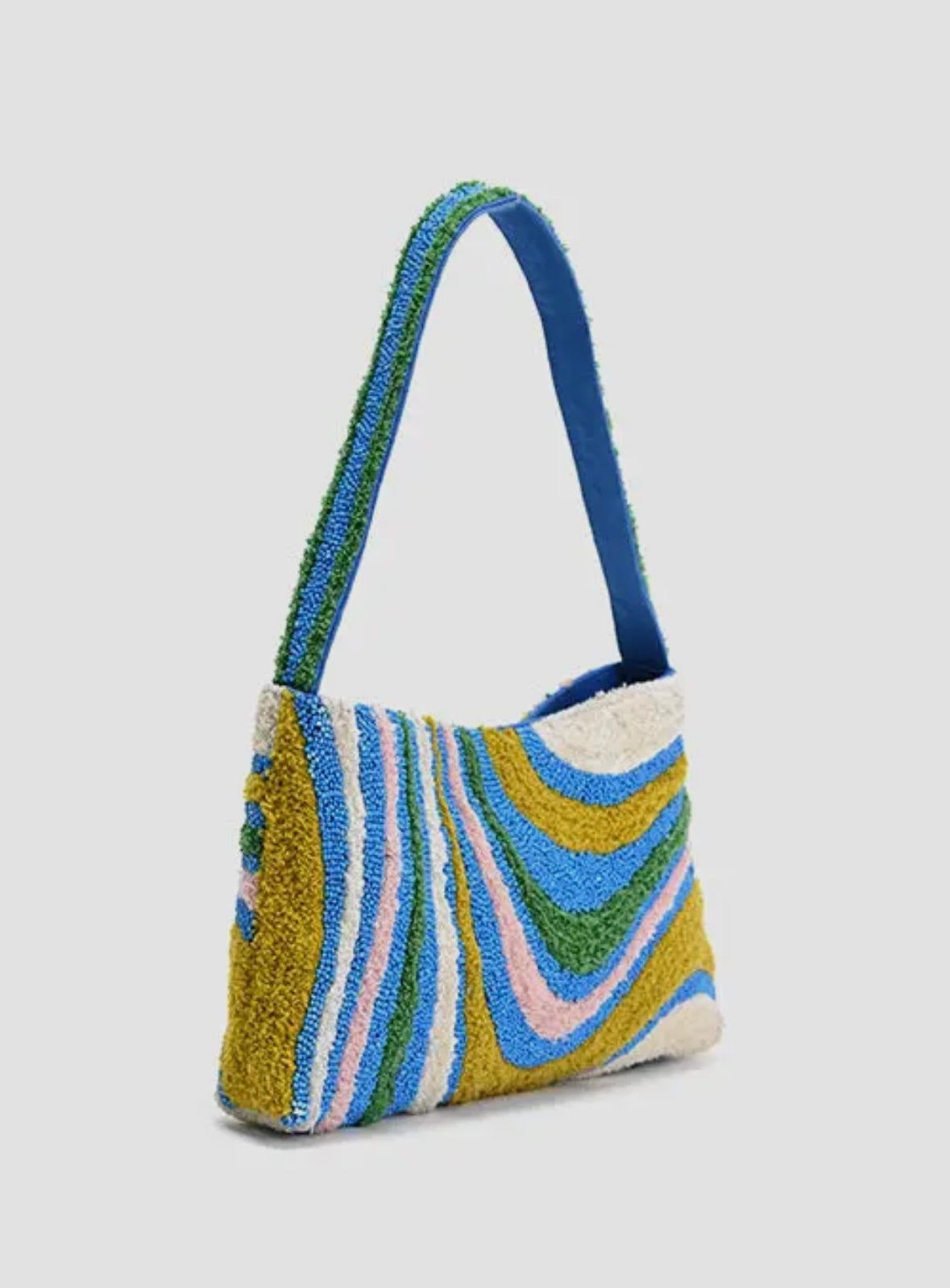 The Oceanic Wavefront Tufted & Beaded Shoulder Bag