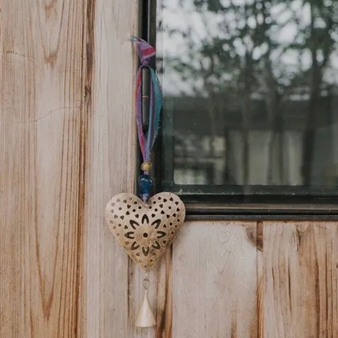 Chakshu Heart Bell Wind Chime Upcycled Sari