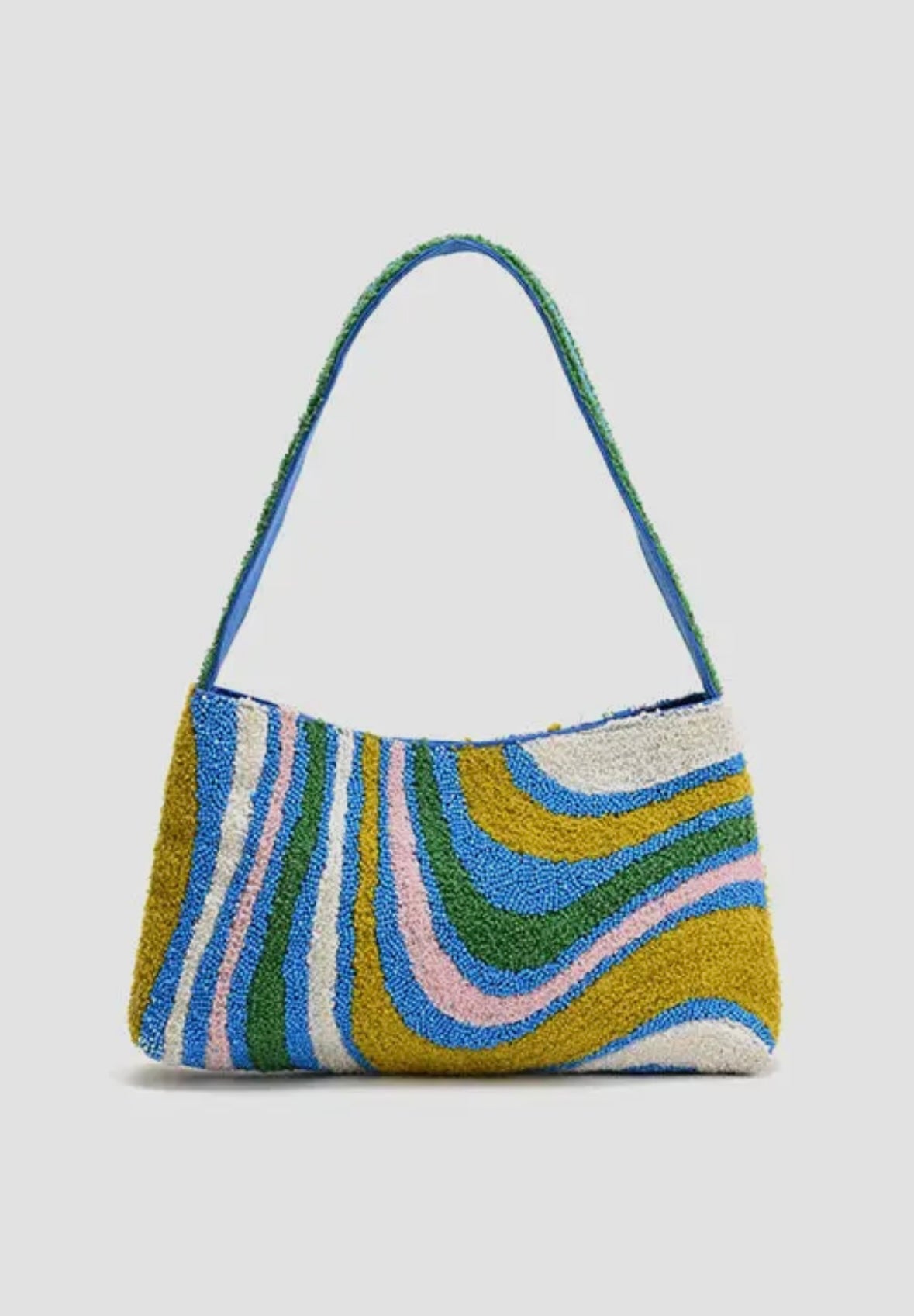 The Oceanic Wavefront Tufted & Beaded Shoulder Bag