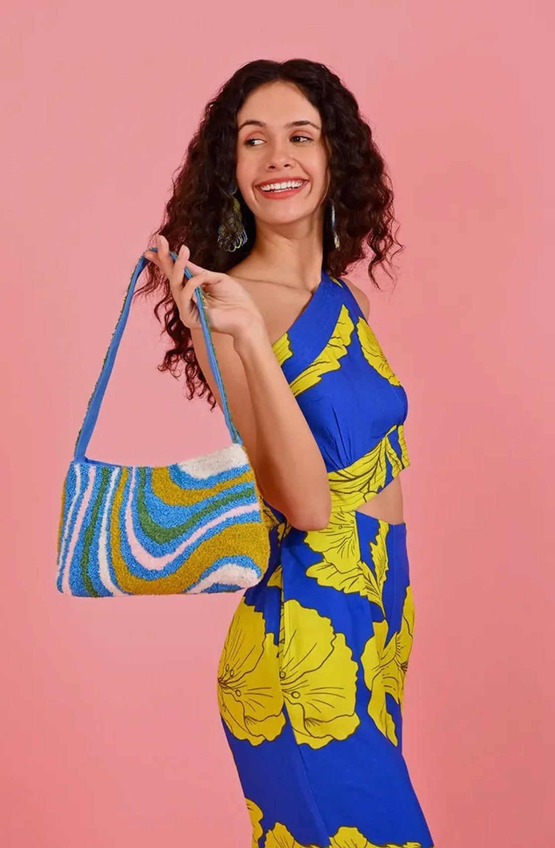 The Oceanic Wavefront Tufted & Beaded Shoulder Bag