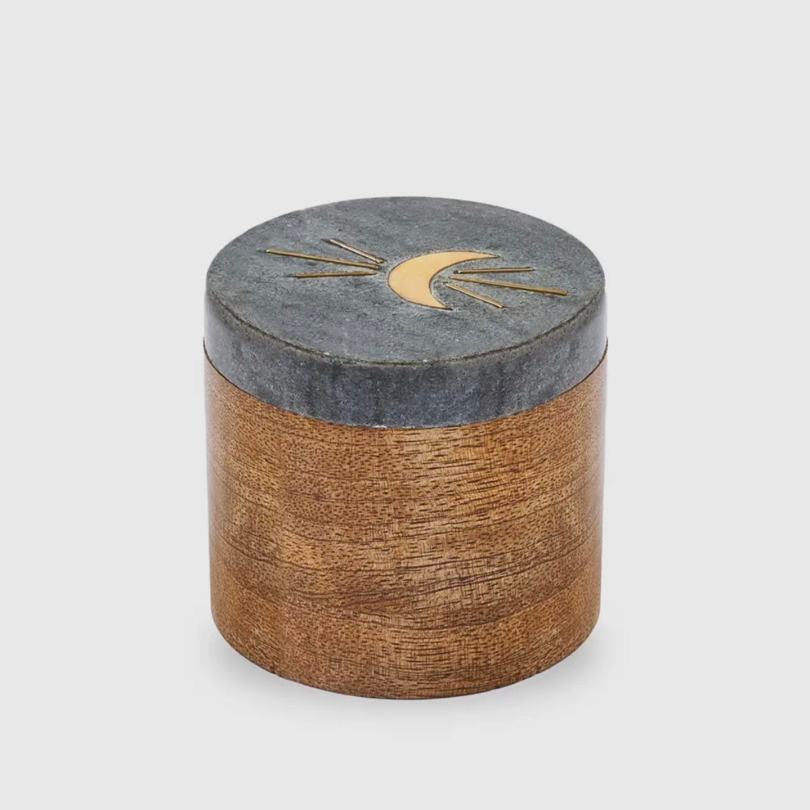 Indukala Moon Phase Keepsake Box - Black Marble, Wood, Brass