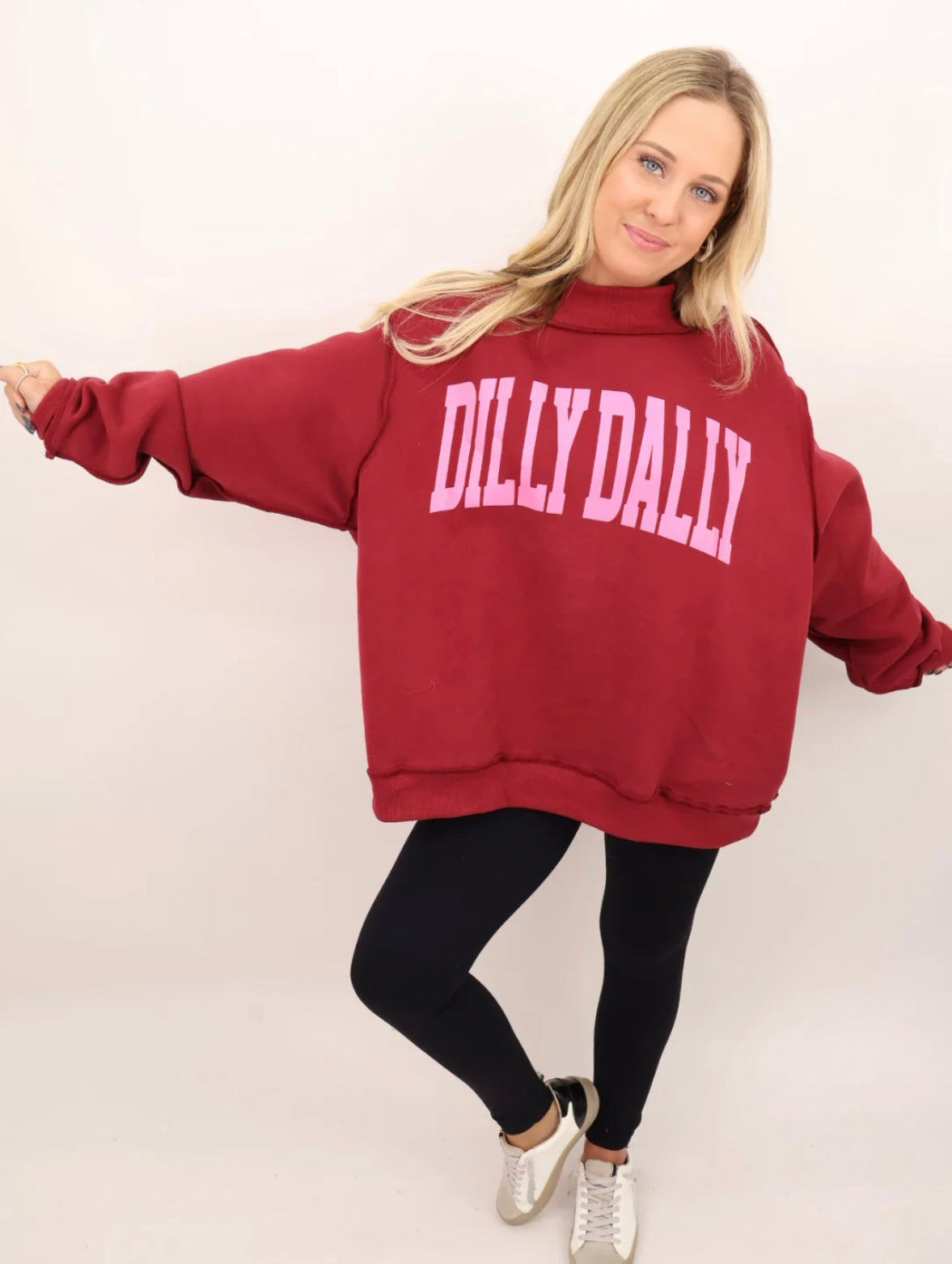 Dilly Dally Mockneck Sweatshirt • Burgundy