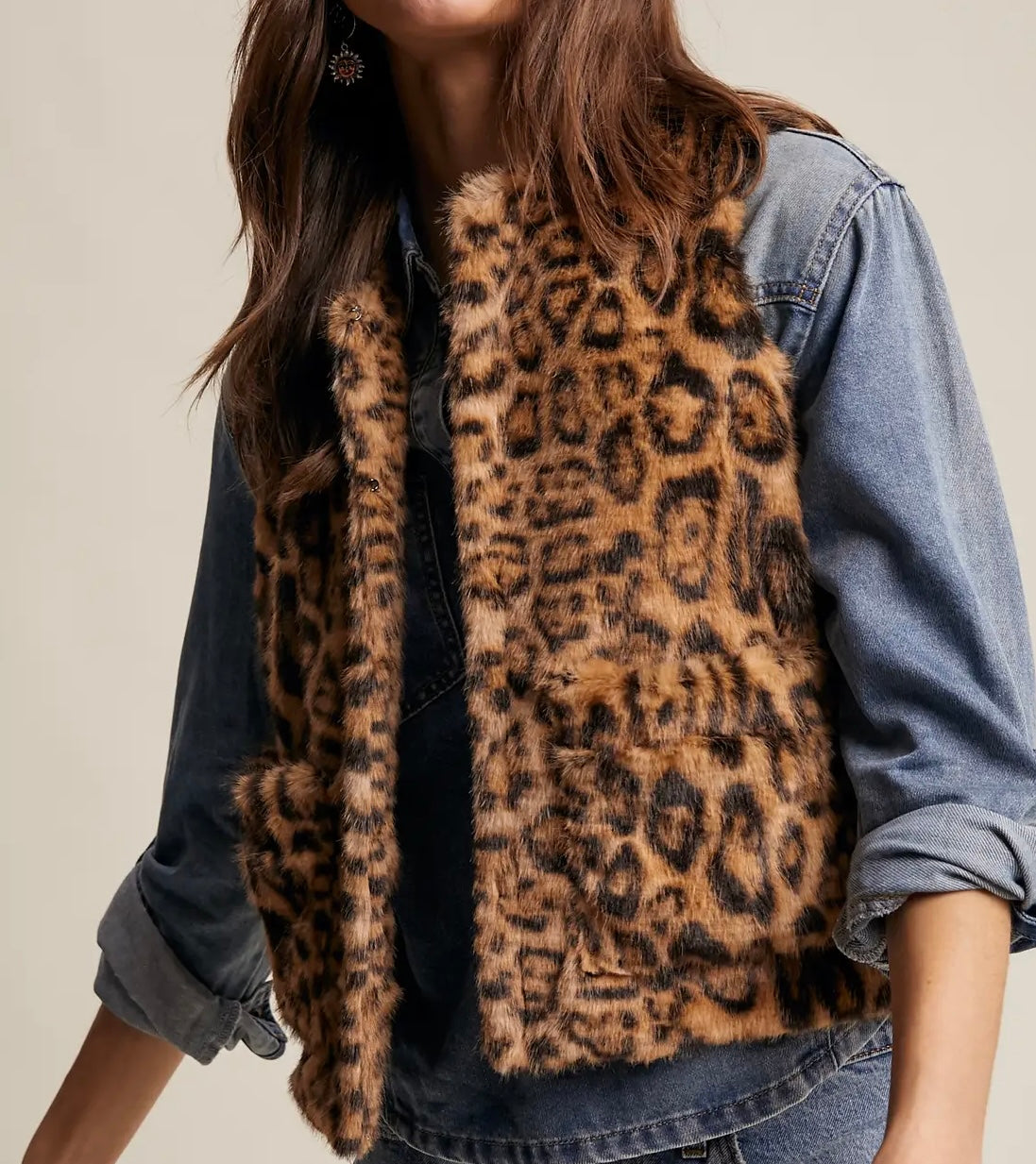 Faux Fur Leopard Vest