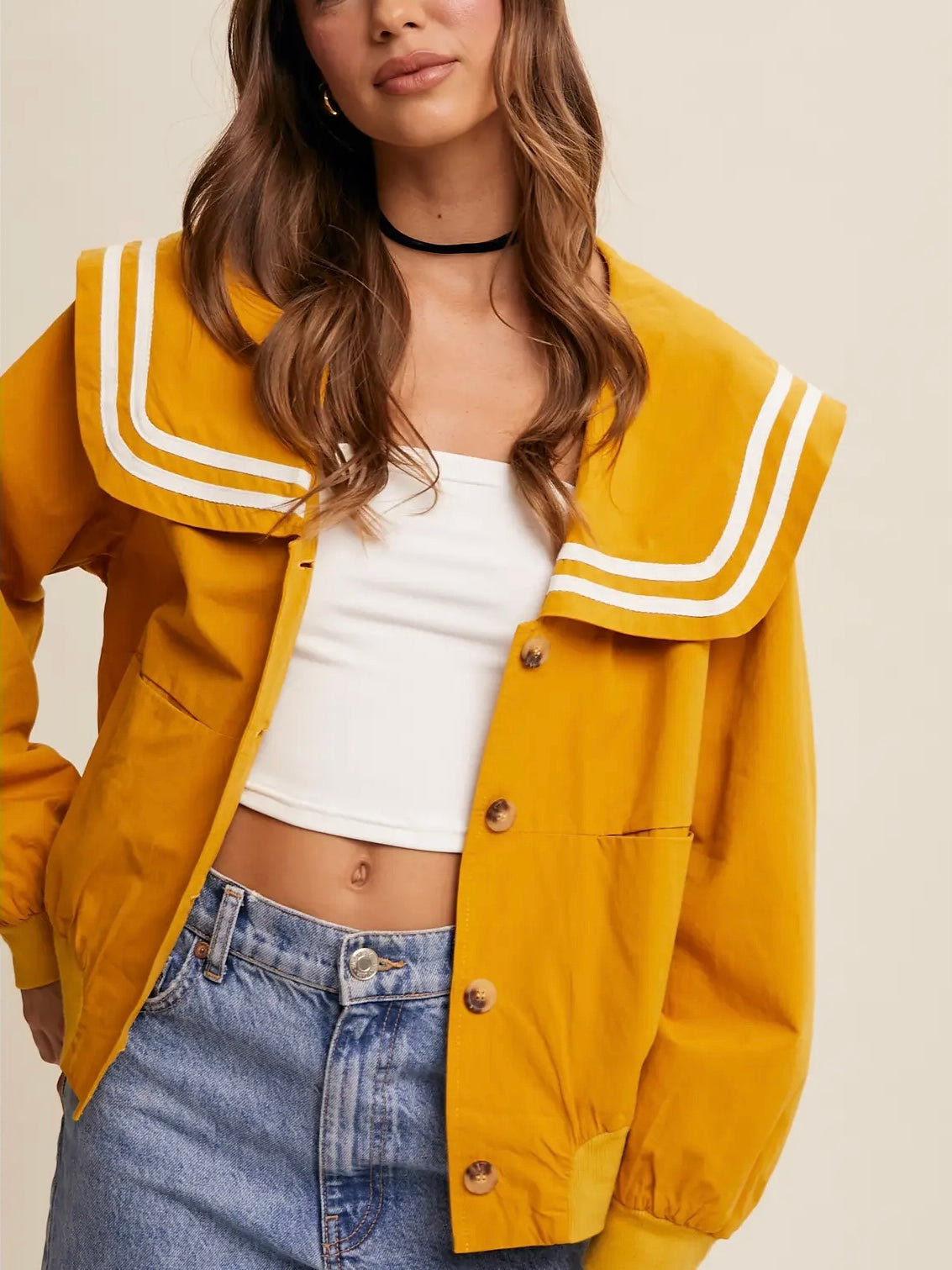 Yellow Sailors Collar Jacket