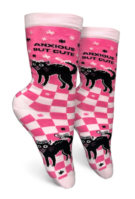 Anxious But Cute Cat Socks