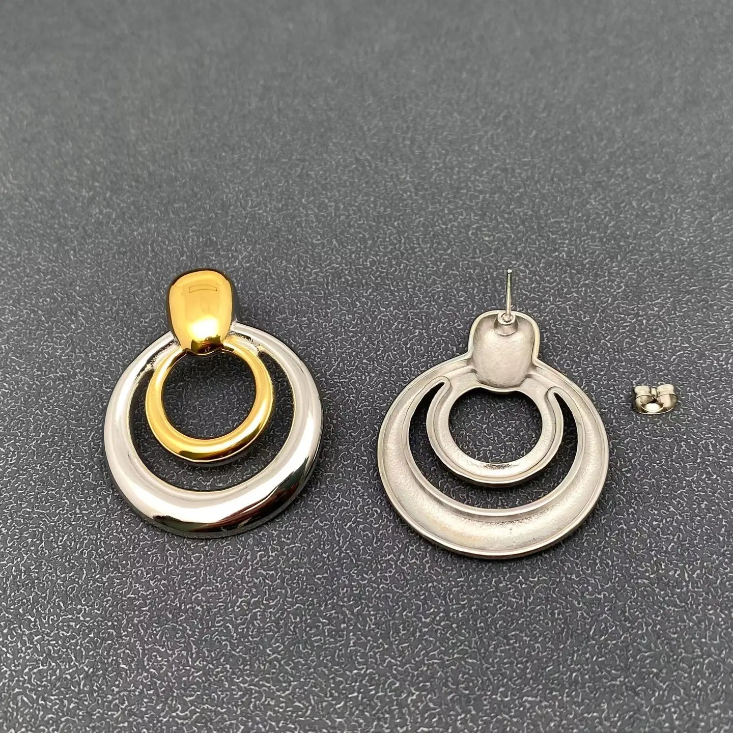 Two Tone 18K Gold Plated Hoops