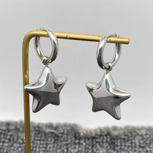 Silver Star Huggie Hoops