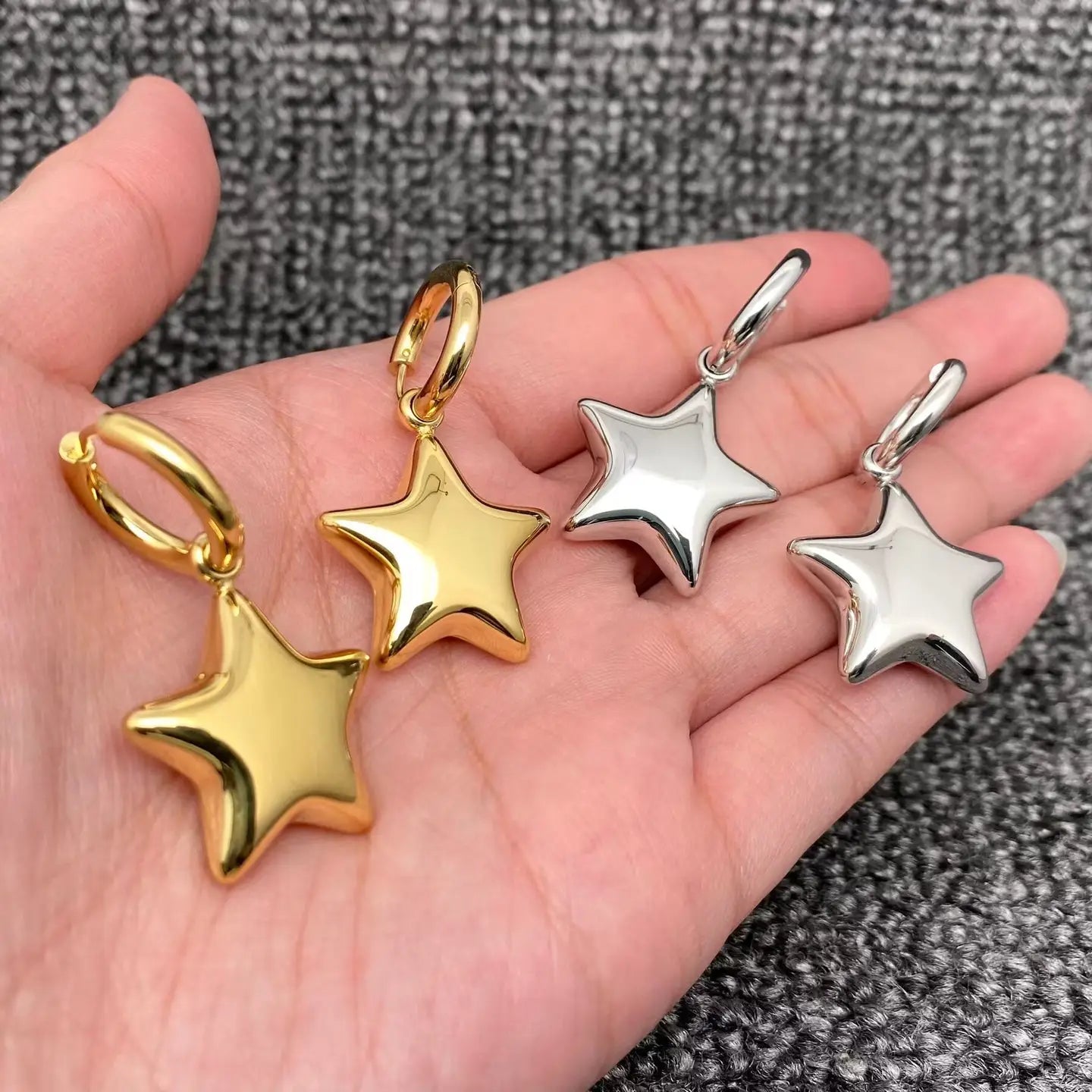 Silver Star Huggie Hoops