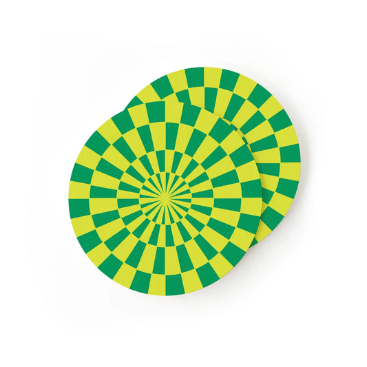 Mint Green Checkered Coaster Set