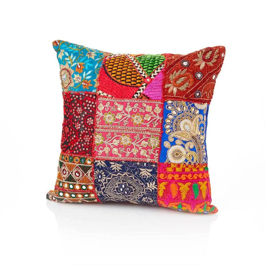 Glitter Patchwork Sari Pillow