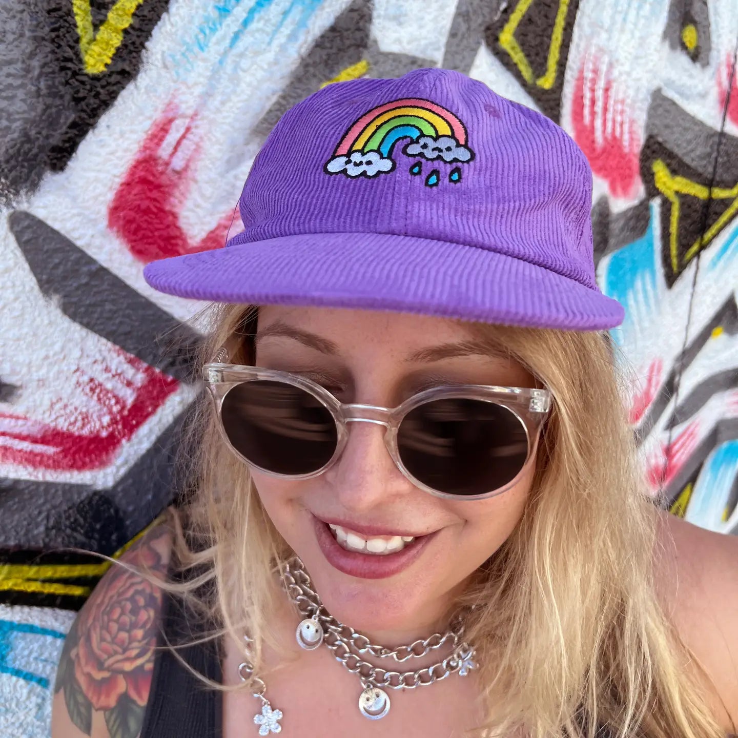 Corduroy Hat - Purple Rainbow