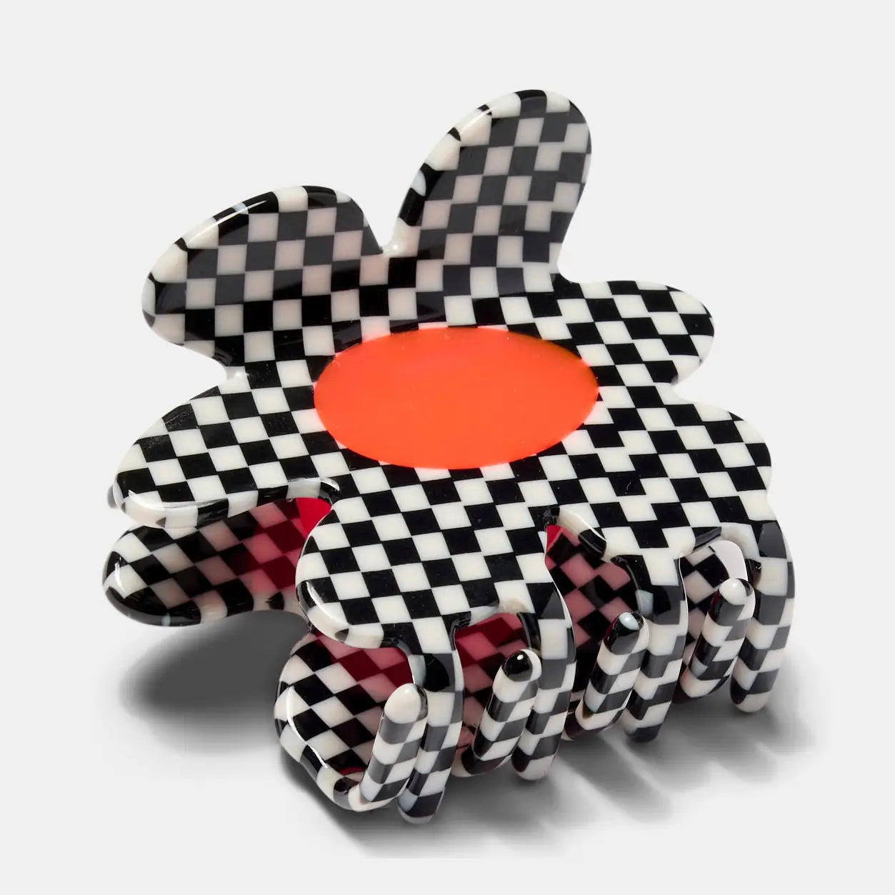 Checkered Flower Claw Clip