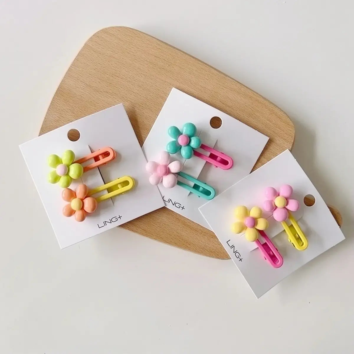 Flower Hair Clip Set - Cotton Candy