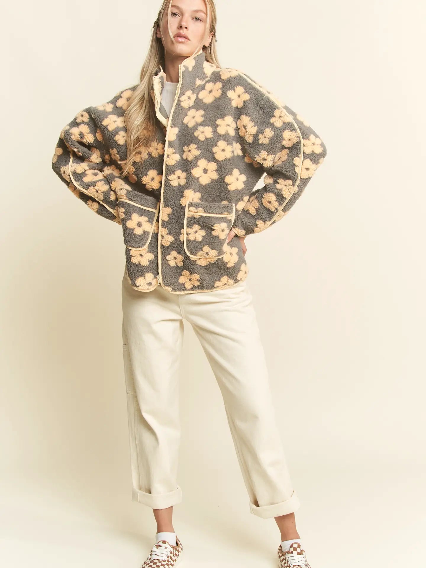 Oversized Daisy Sherpa Jacket