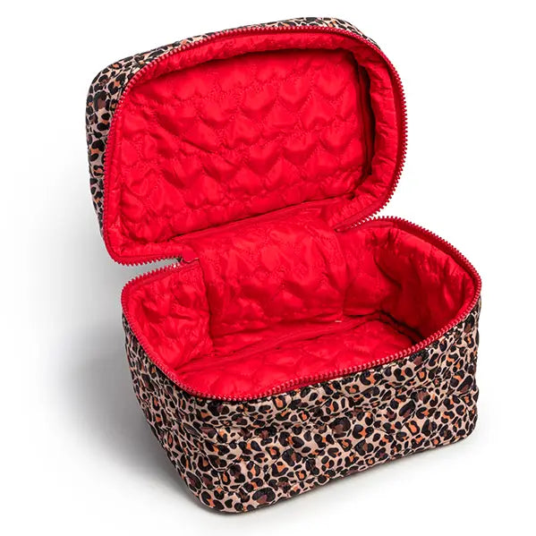 Quilted Makeup Bag - Cheetah Print