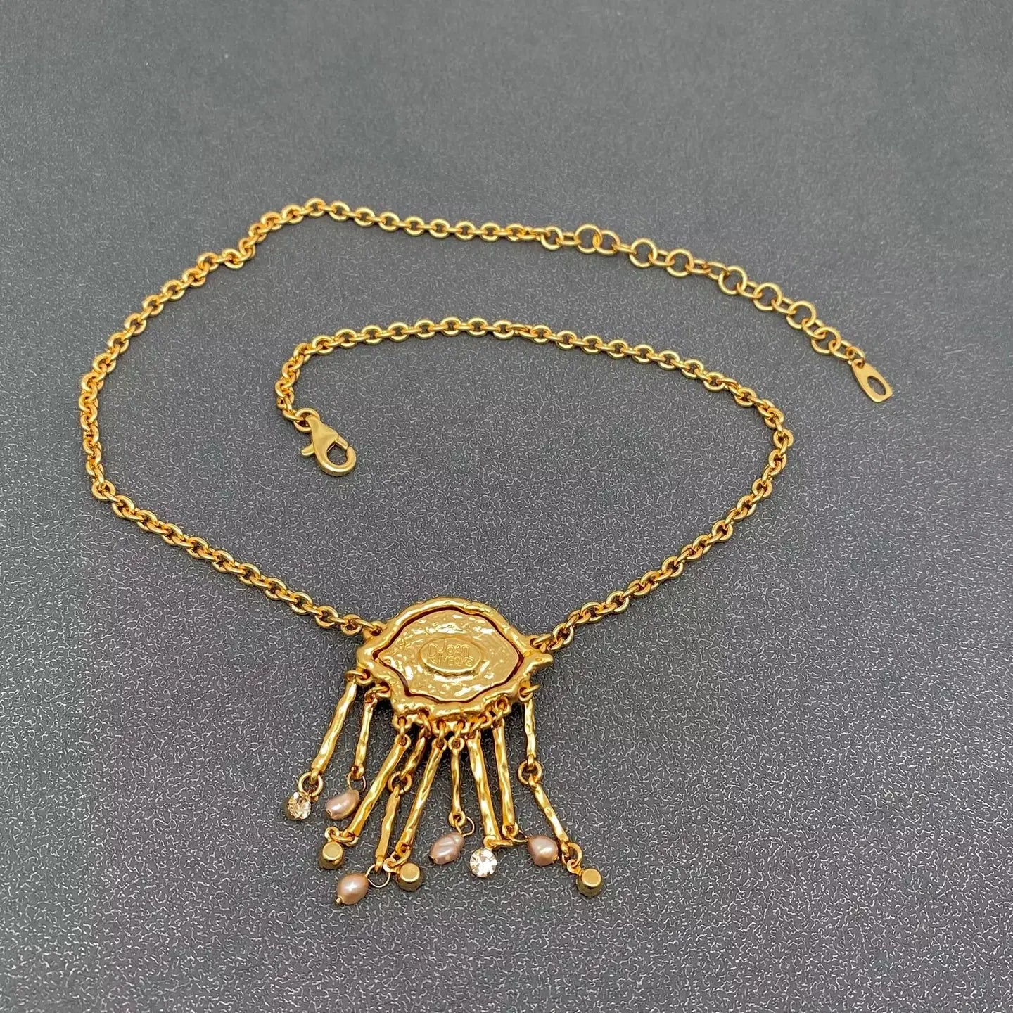 Evil Eye & Pearl Charm Dangle Necklace