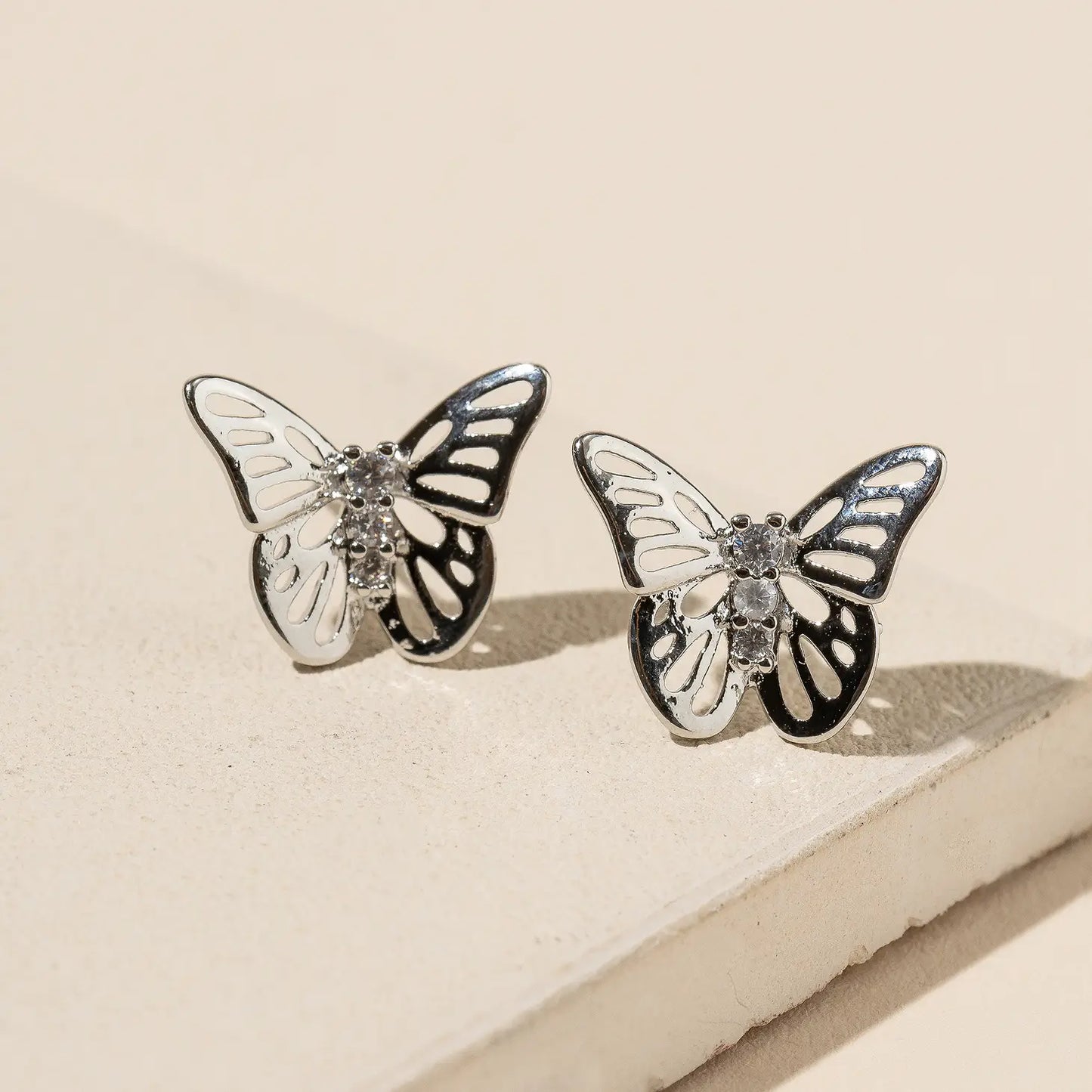 Butterfly CZ Studs Silver.