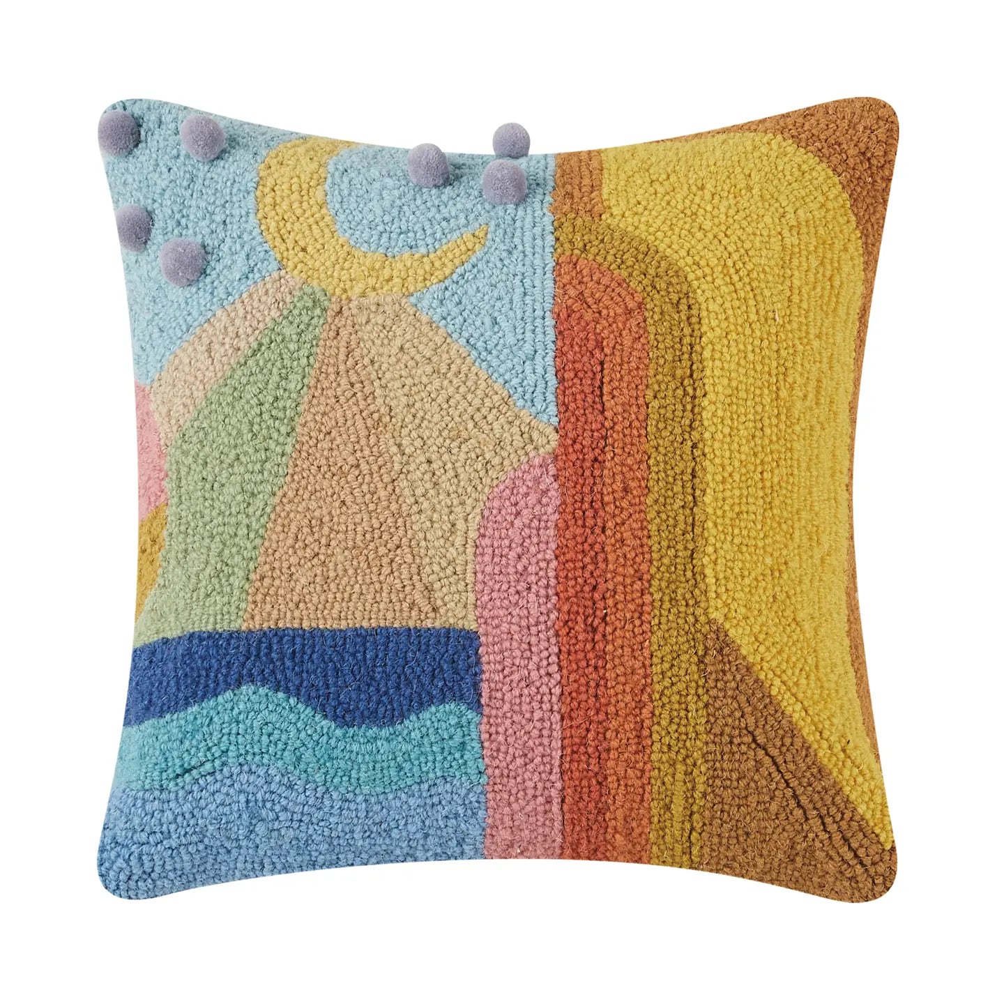 One Day W/Pom Poms Hook Pillow.