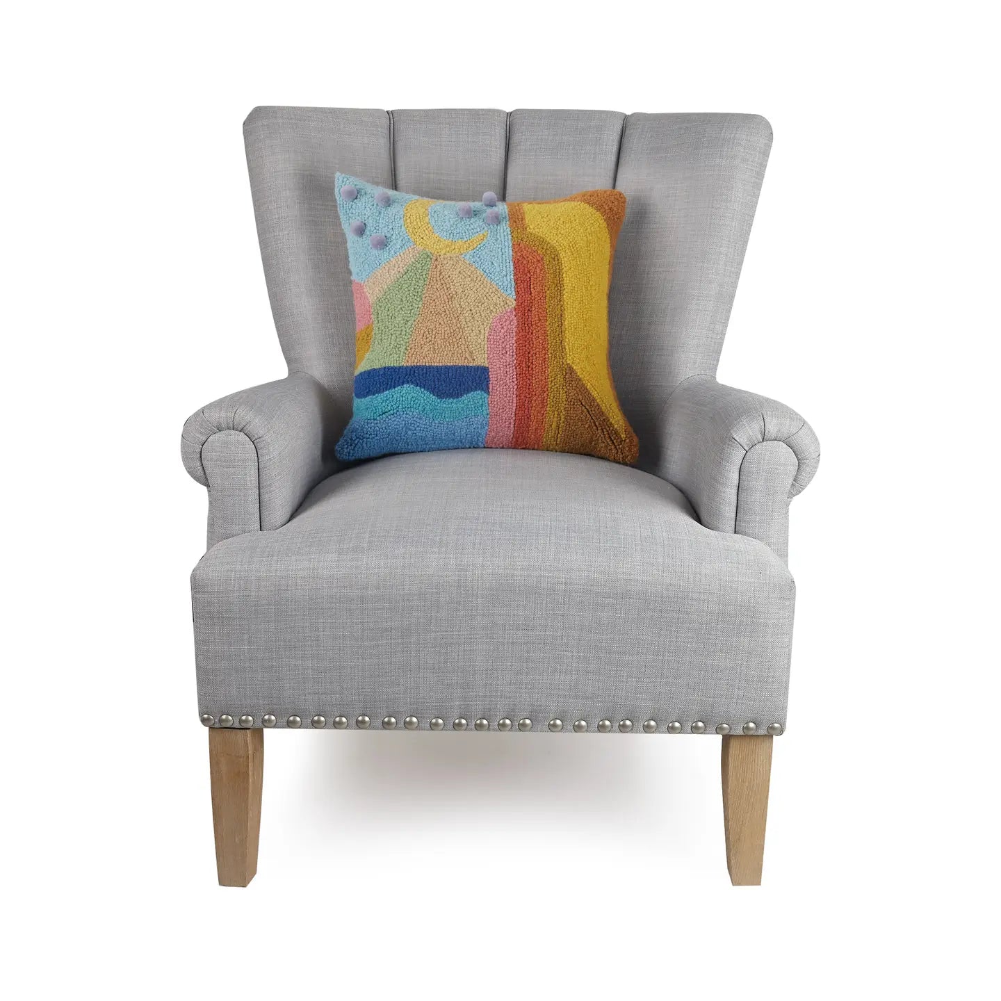 One Day W/Pom Poms Hook Pillow.
