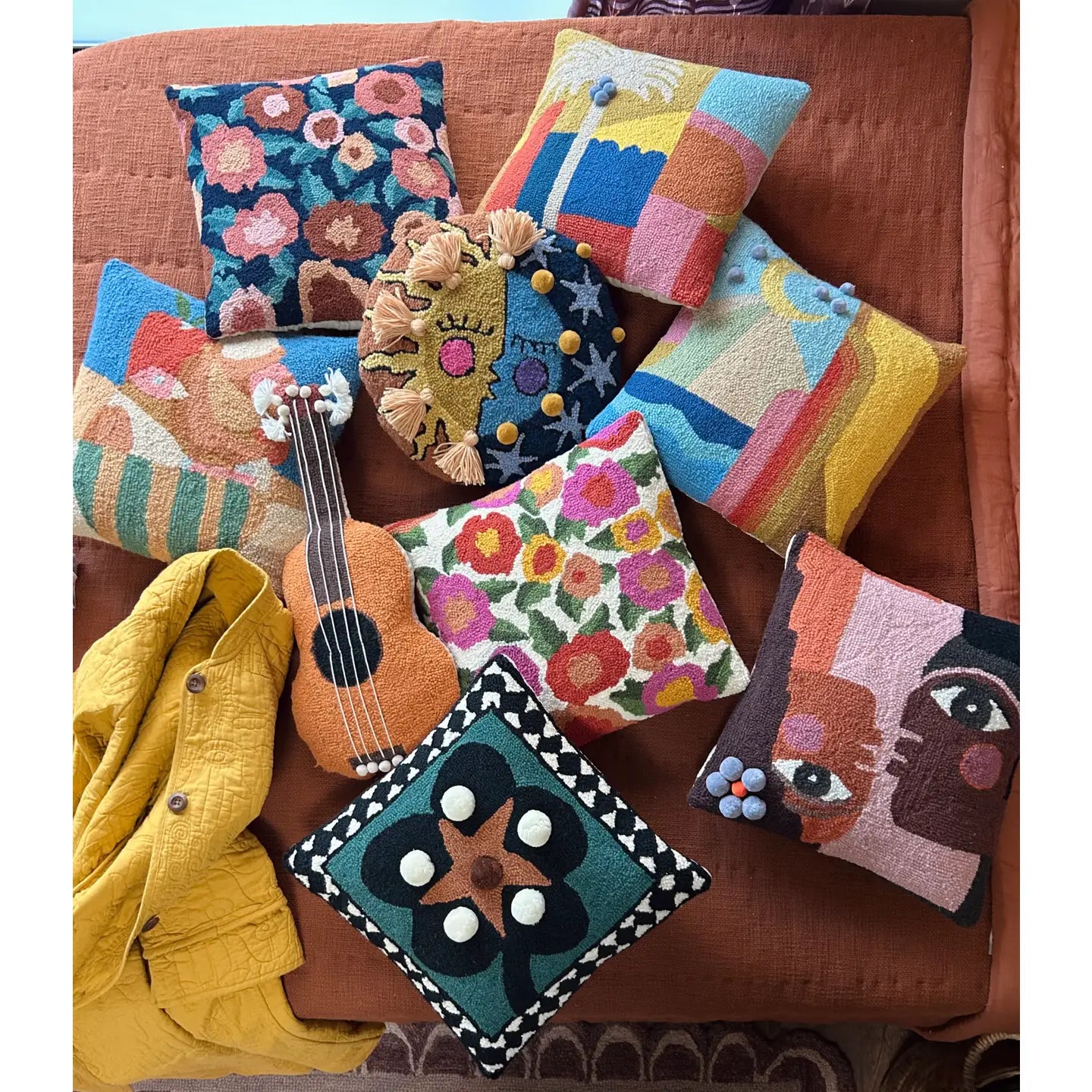 One Day W/Pom Poms Hook Pillow.