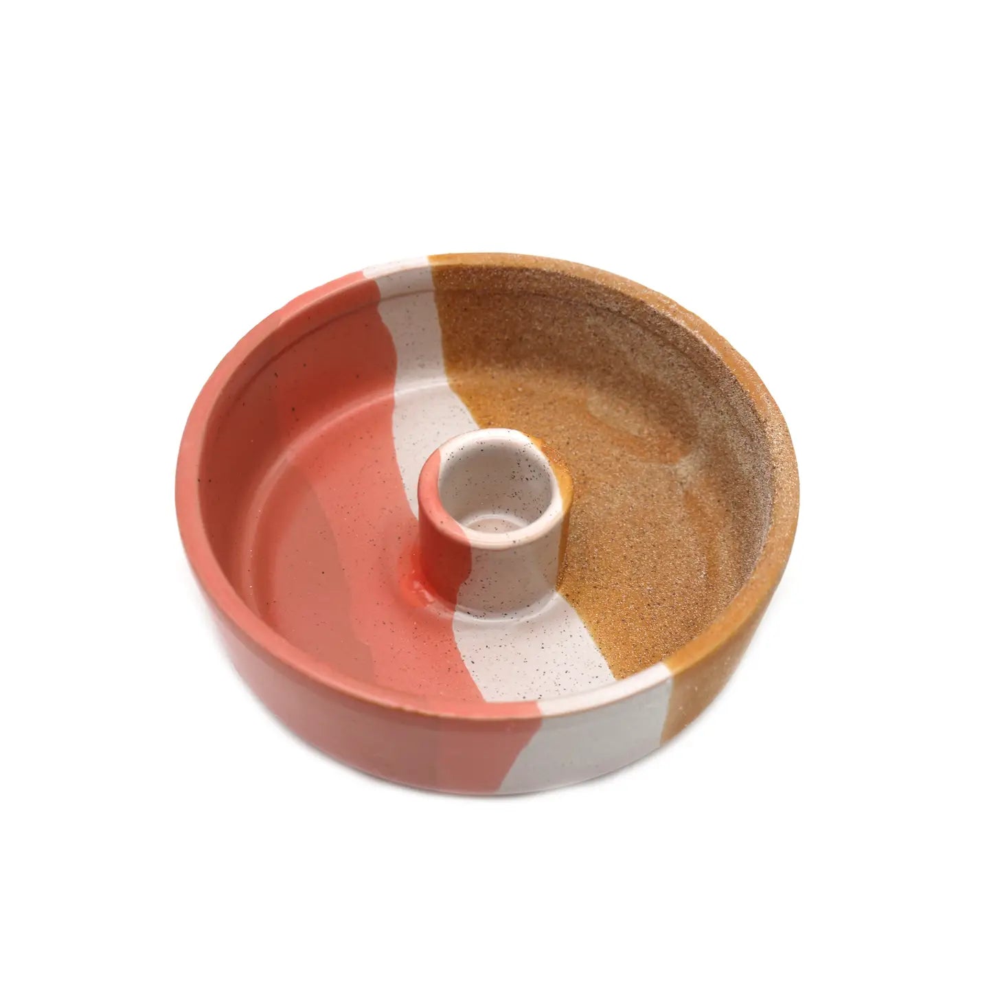 Rose & Beige Textured Ceramic Palo Santo Burner 4”.