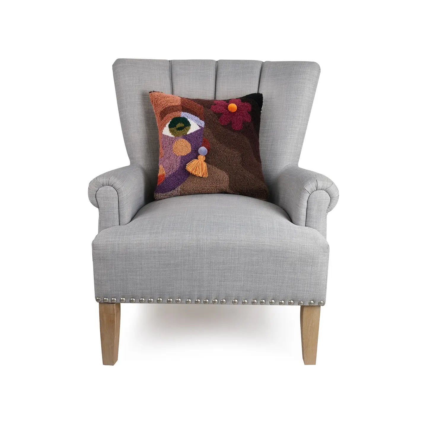 Ella Flower W/Pom Poms & Tassel Earg Hook Pillow