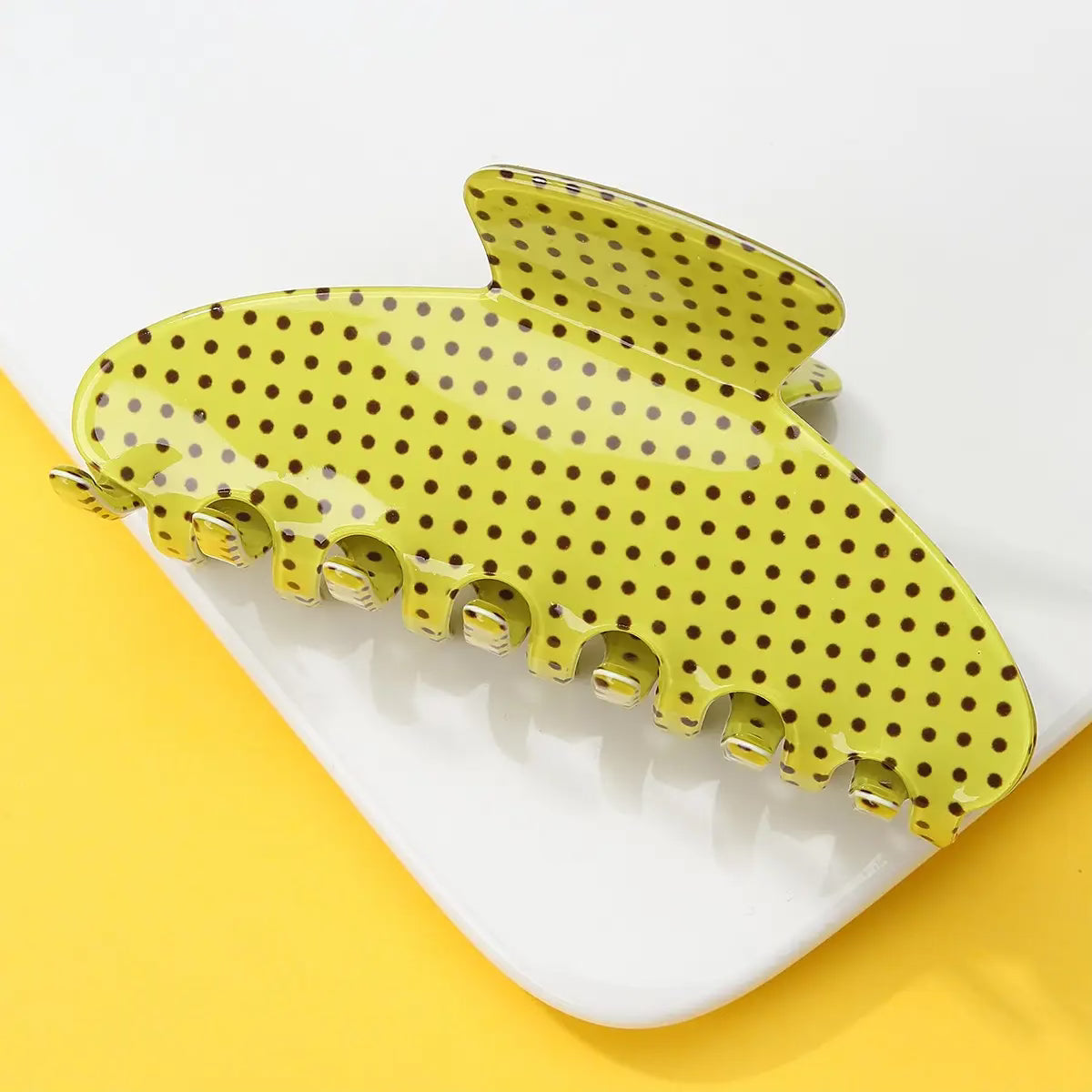 Polka Dot Hair Clip - Yellow.