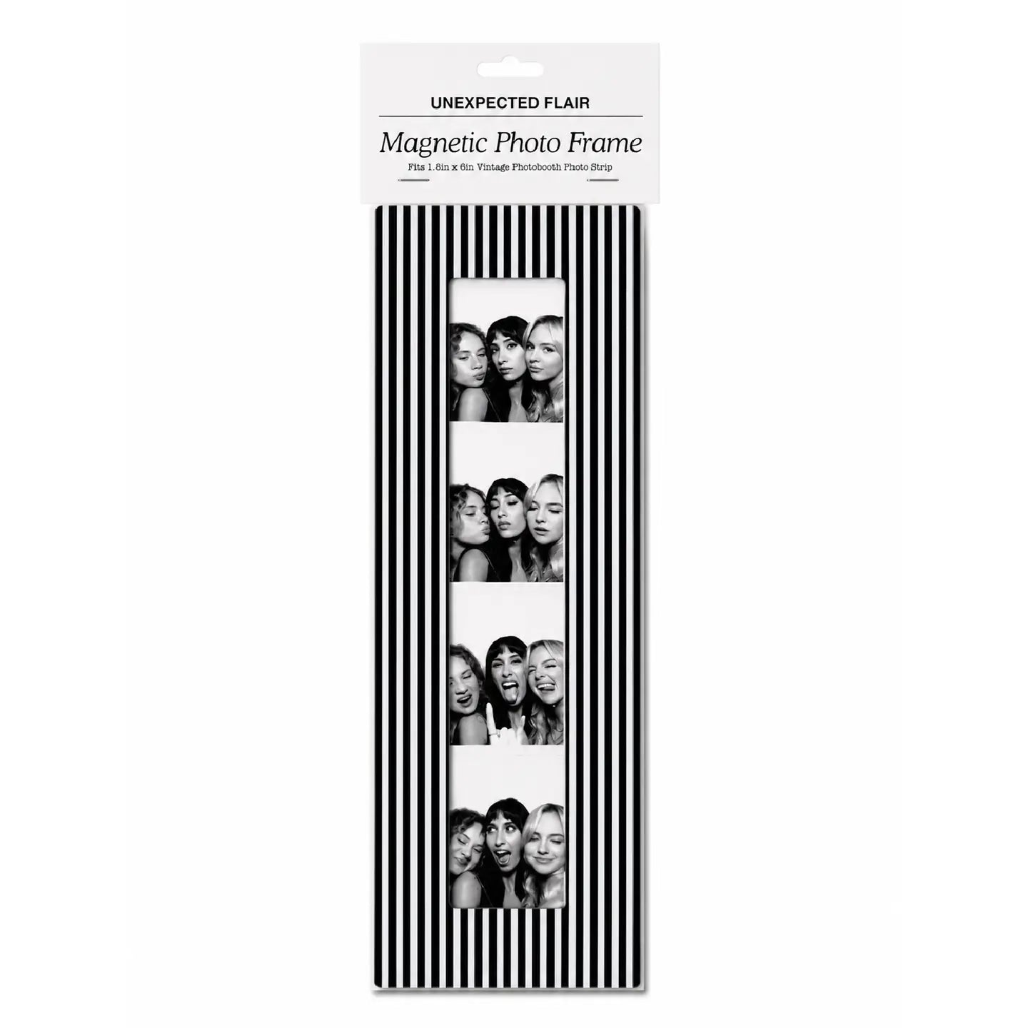 Magnetic Vintage Photobooth Frame - Black White Stripes.