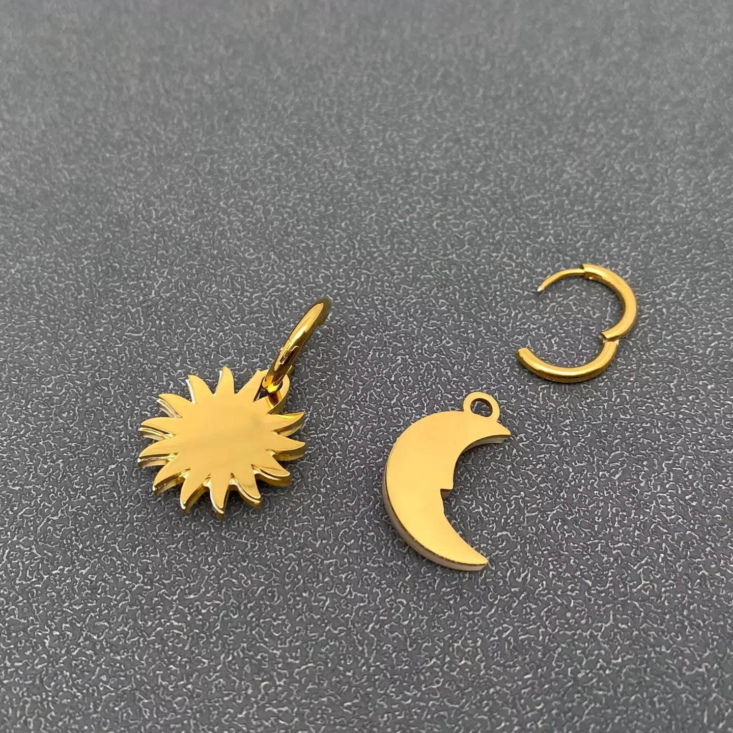 Sun & Moon Charm Asymmetric Earrings