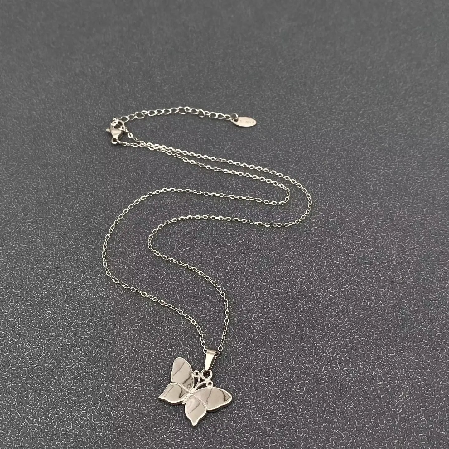 Blue Enamel Butterfly Charm Necklace