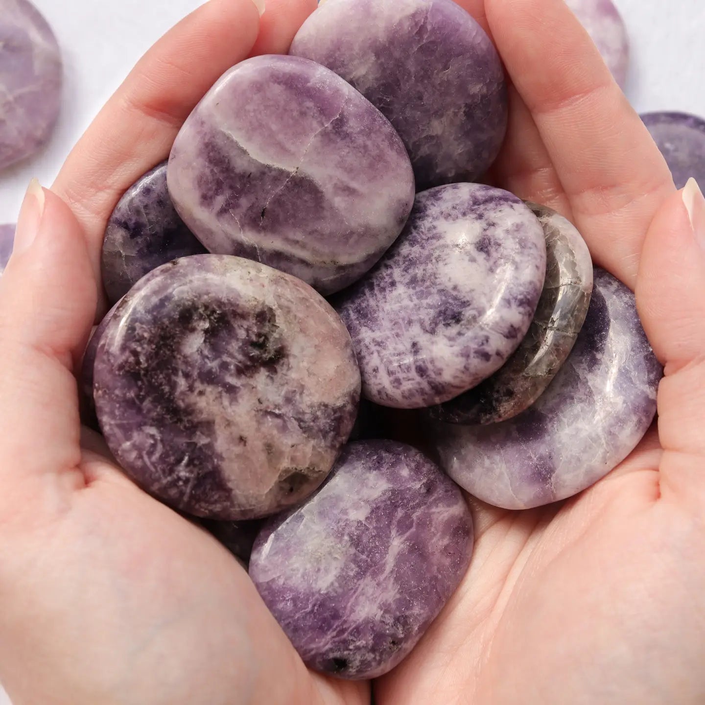 Lepidolite Crystal Palm Stones