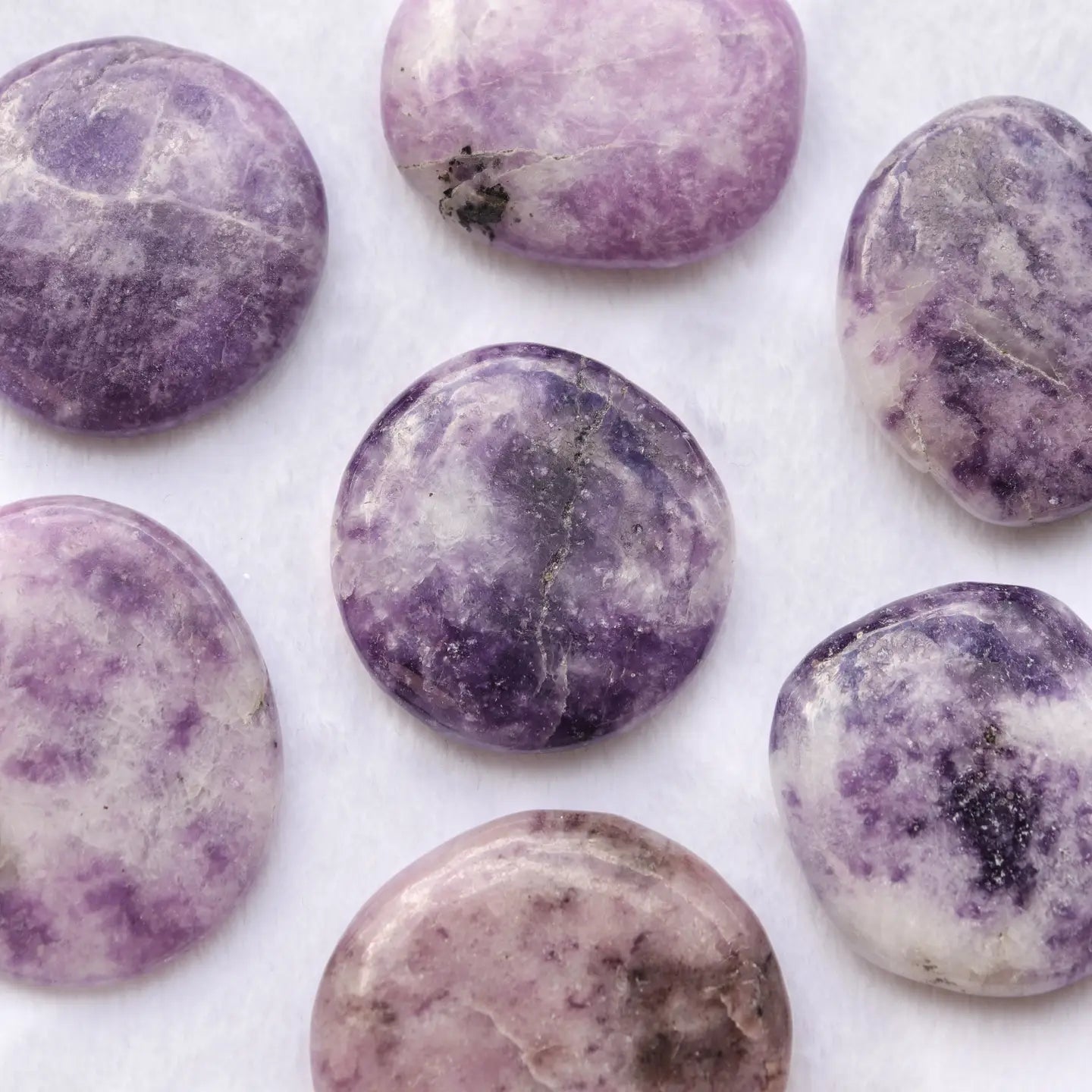 Lepidolite Crystal Palm Stones