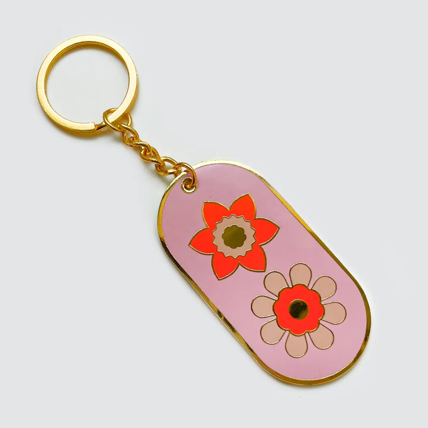 Pink Abstract Enamel Keychain