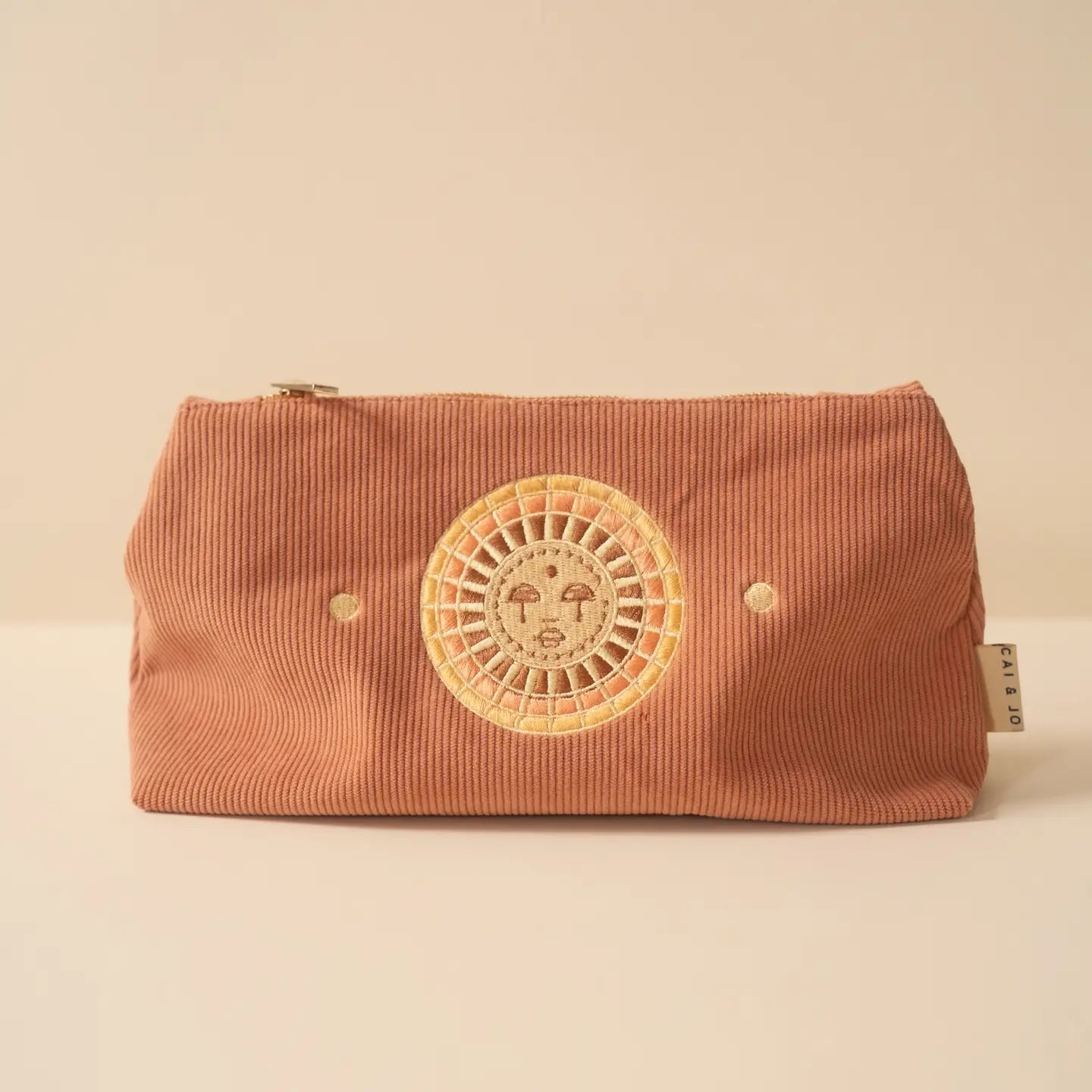 Sunburst Corduroy Pouch in Dusty Rose