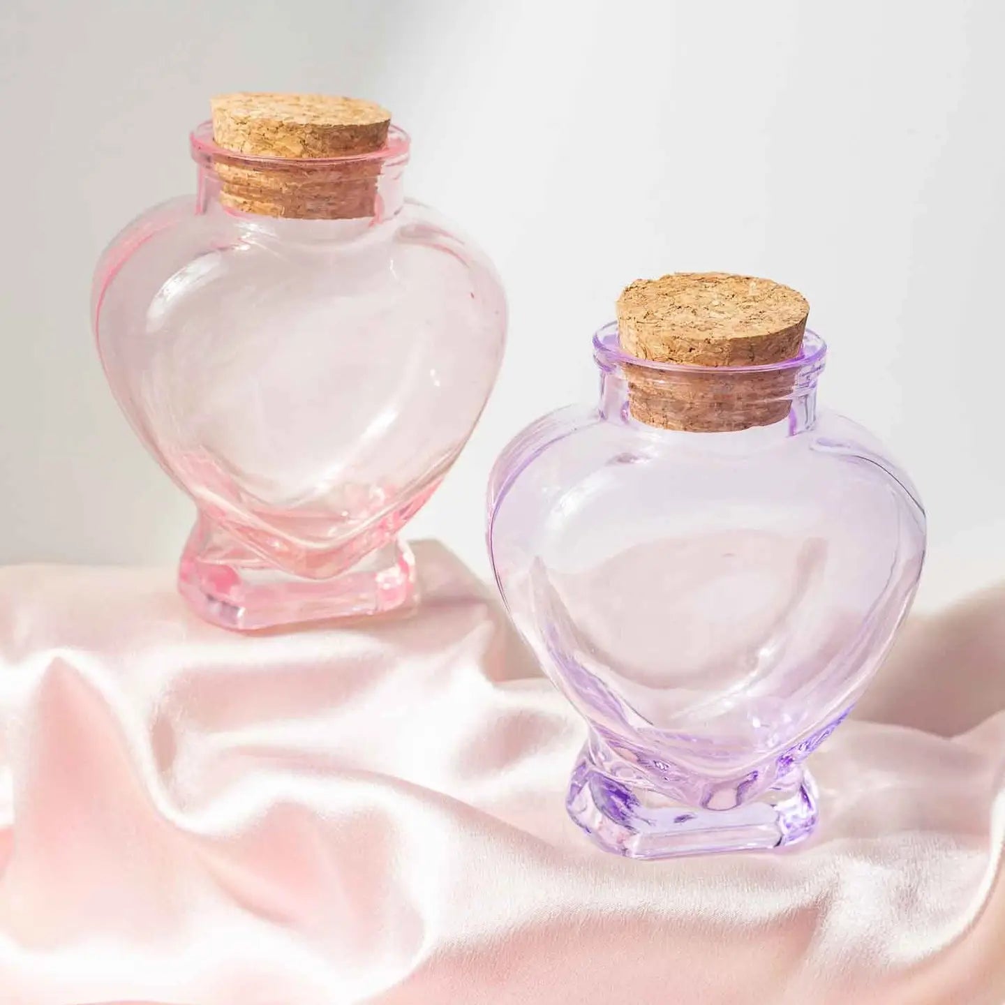 Glass Heart Jar - Pink