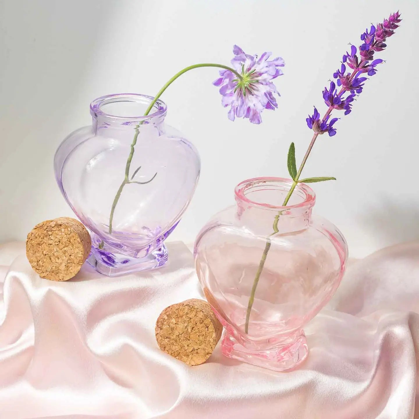 Glass Heart Jar - Pink