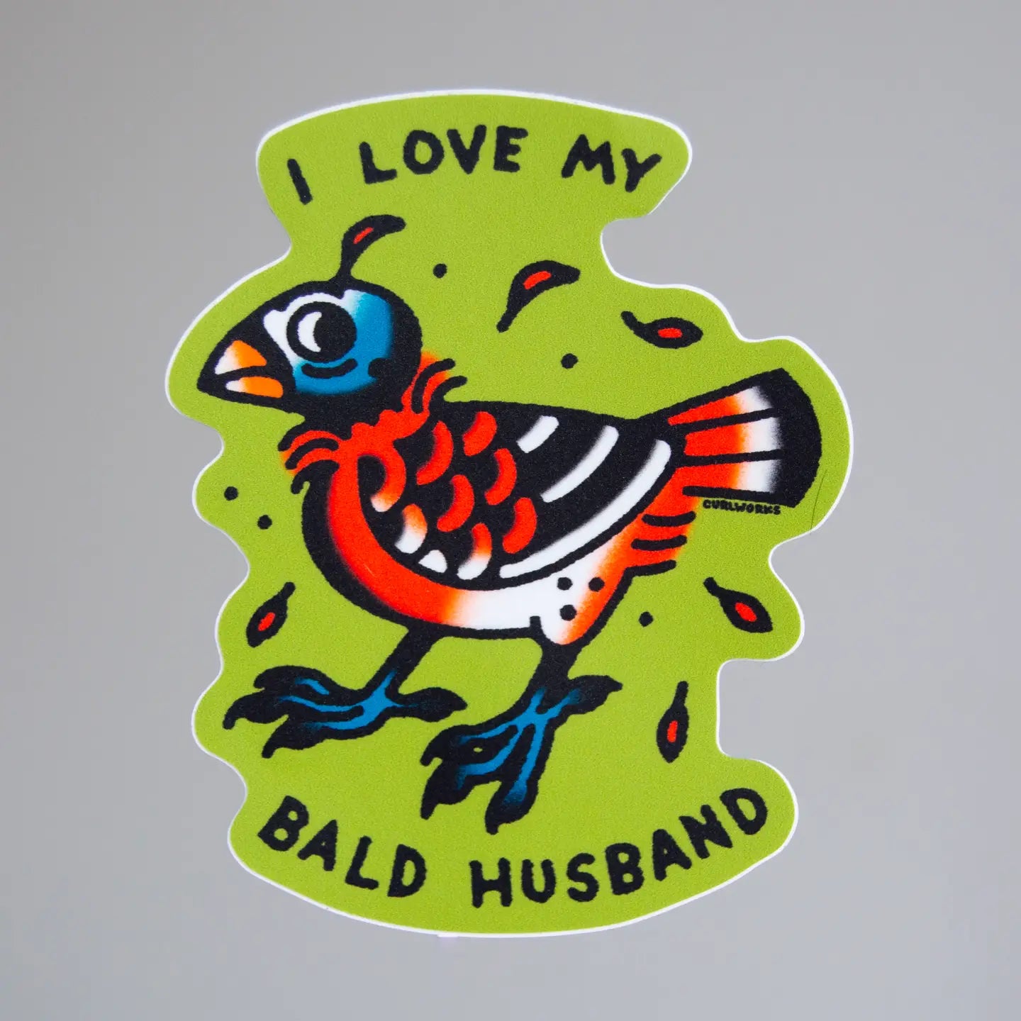 I Love My Bald Husband Sticker