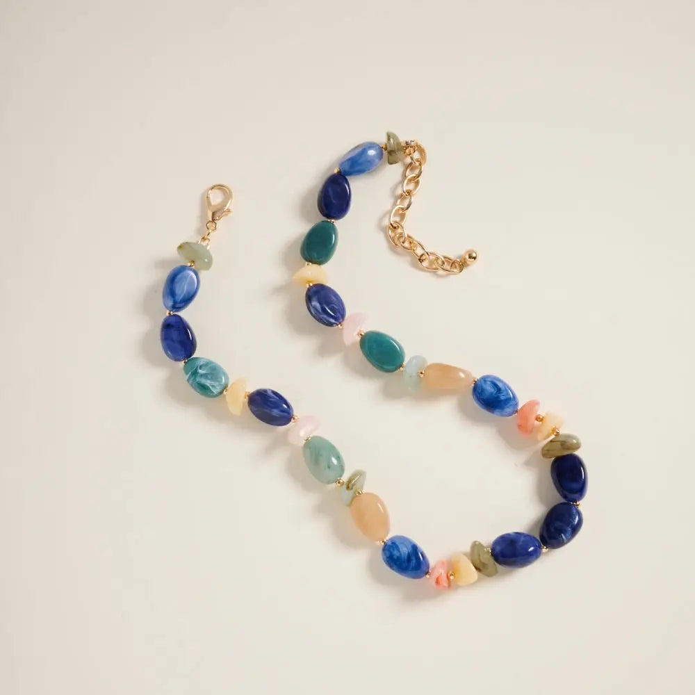 Ombre Beaded Necklace - Blue