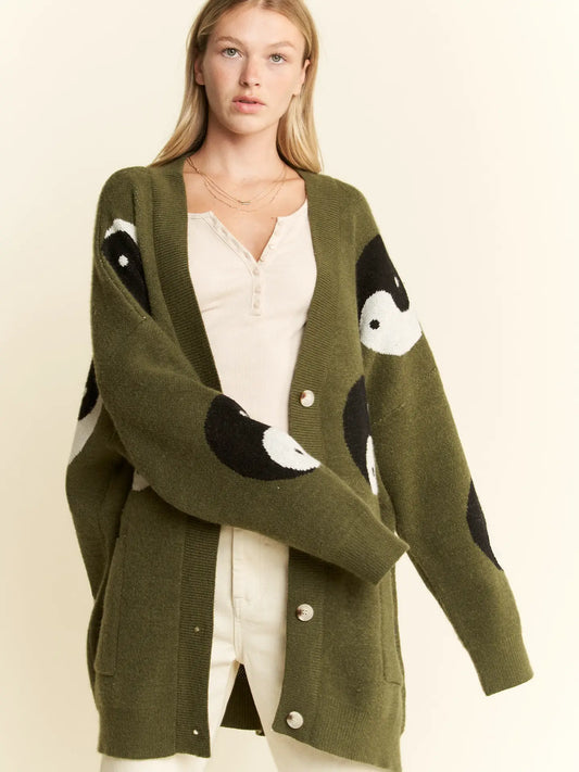 Oversized Yin Yang Cardigan