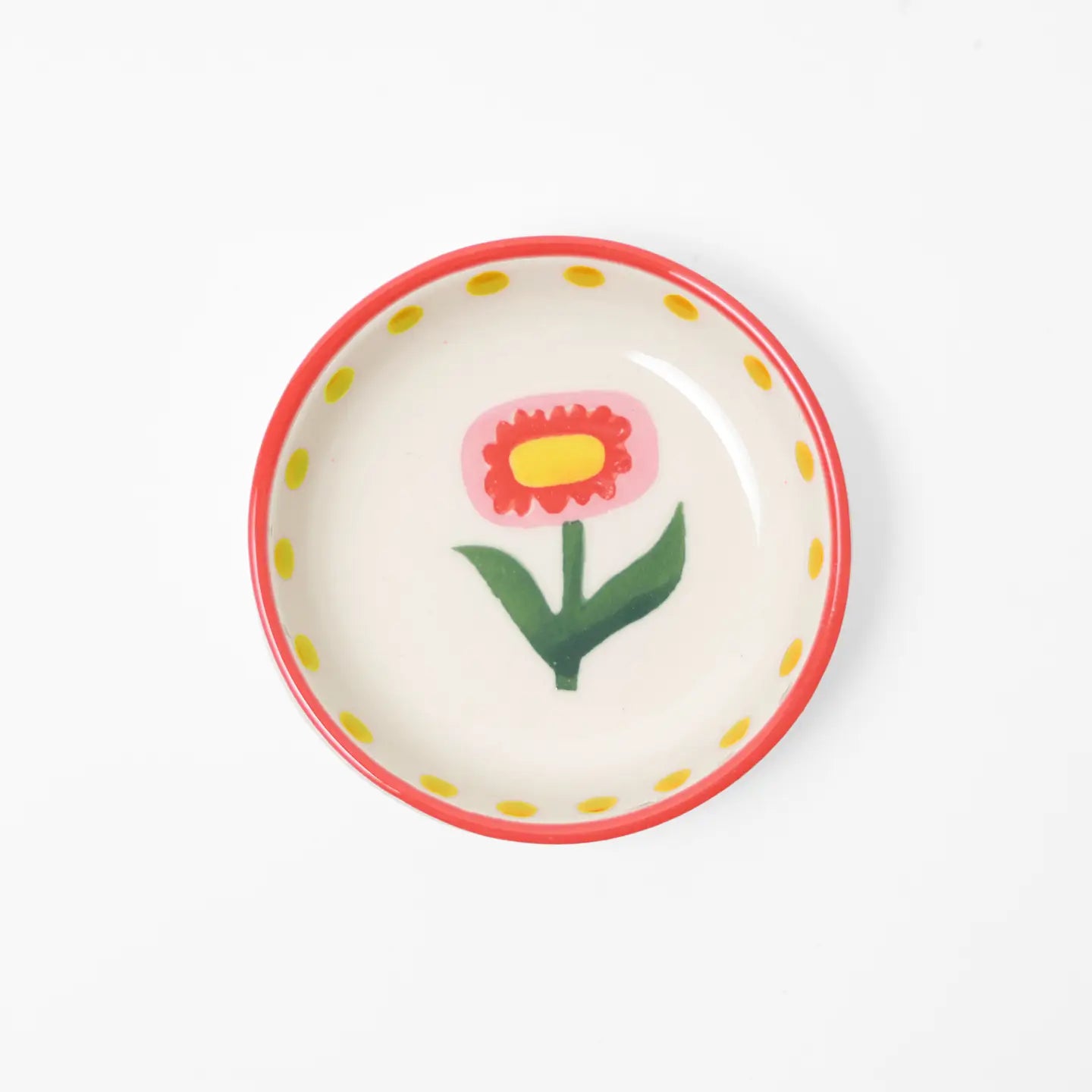 Pink & Red Flower Ceramic Ring Dish