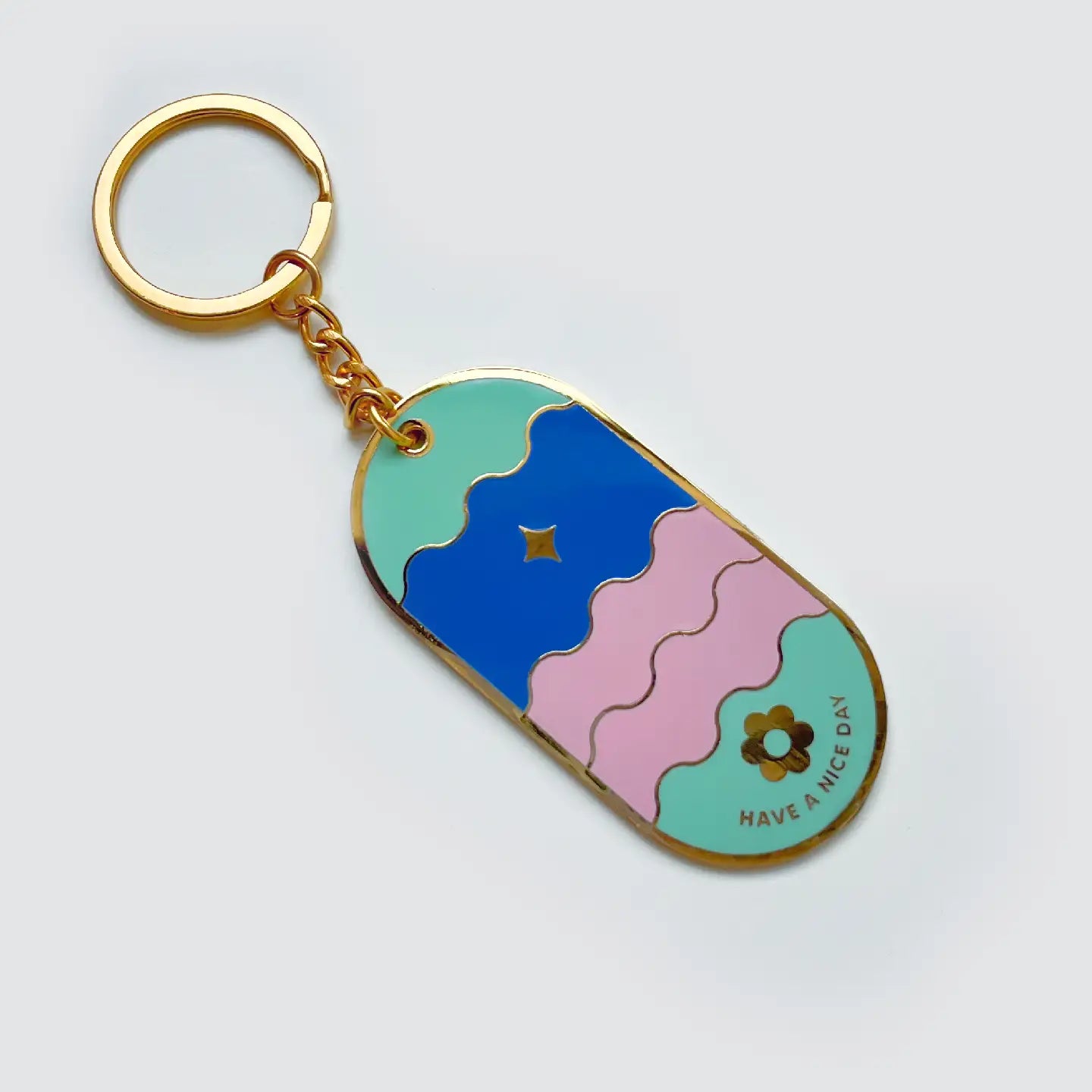 Blue Abstract Enamel Keychain