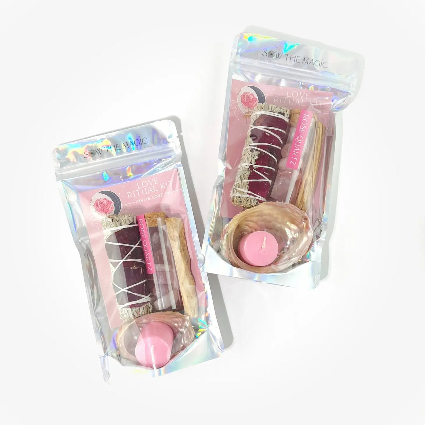 Love Ritual Kit with Rose Quartz, Sage + Palo Santo.