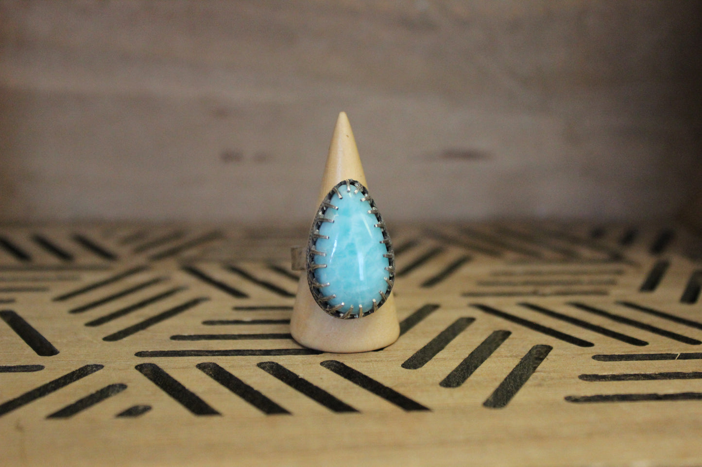 Handmade Larimar + Sterling Silver Ring.