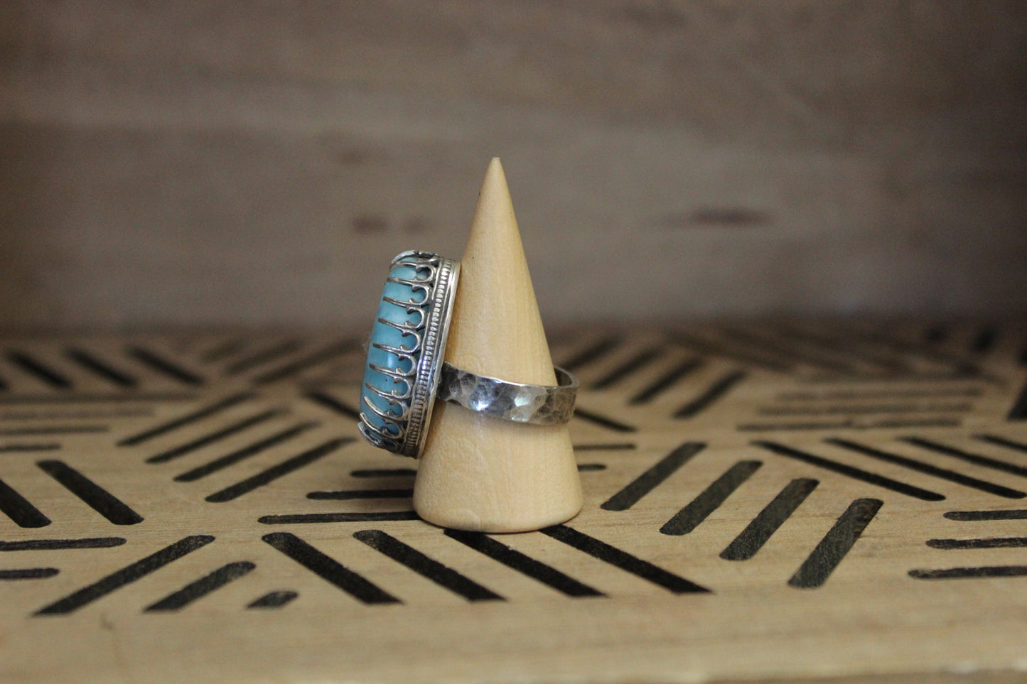 Handmade Larimar + Sterling Silver Ring.