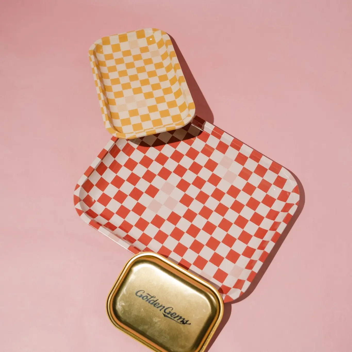 Red + Pink Checkered Large Tray