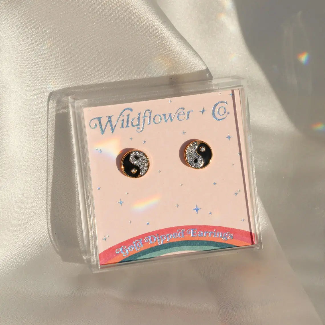 Gold Dipped Yin Yang Stud Earrings.